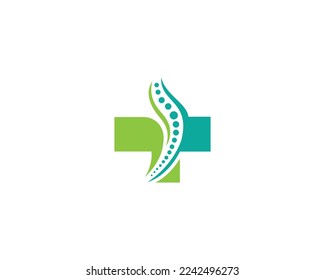 Plus Chiropractic Logo Design With Medical Symbol Concept Icon Vector Template.