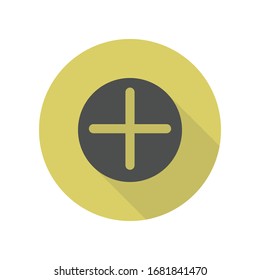 plus in a circle long shadow icon. Simple glyph, flat vector of WEB icons for ui and ux, website or mobile application