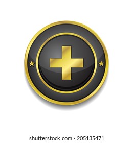 Plus Circular Vector Golden Black Web Icon Button