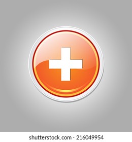 Plus Circular Vector Orange Web Icon Button