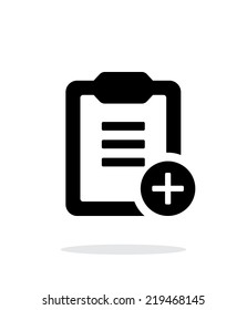 Plus clipboard simple icon on white background. Vector illustration.