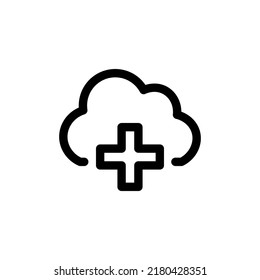 Plus Cloud With Outline Icon Vector