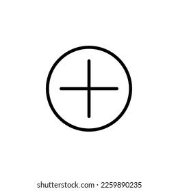 Plus or Cross Isolated Line Icon. Editable stroke. Vector image that can be used in apps, adverts, shops, stores, banners
