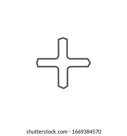Plus or cross symbols. Linear cross sign isolated on a white background. Vector illustration.