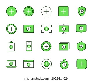 Plus design icons set. Thin line vector icons for mobile concepts and web apps. Premium quality icons in trendy flat style. Collection of high-quality color outline logo