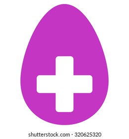 Plus Egg vector icon. Style is flat symbol, violet color, rounded angles, white background.