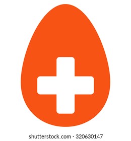 Plus Egg vector icon. Style is flat symbol, orange color, rounded angles, white background.