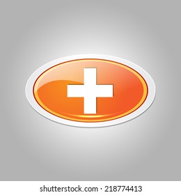 Plus Elliptical Vector Orange Web Icon Button