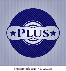 Plus emblem with jean background