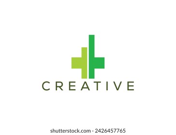 Plus financial growth arrow vector logo design template