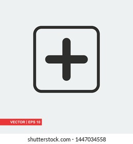 Plus flat icon on white background, vector illustration