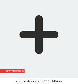 Plus flat icon on white background, vector illustration