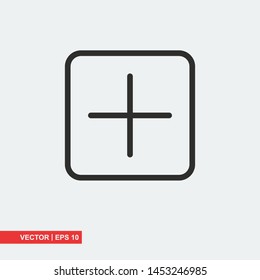Plus flat icon on white background, vector illustration