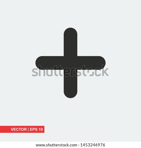 Plus flat icon on white background, vector illustration