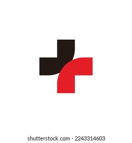 Plus, fold geometric symbol simple logo vector