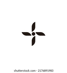 Plus, four leaves geometric symbol simple logo vector