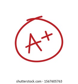 A plus grade mark. Best result sign. Excellent done