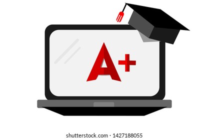 A Plus grade mark in laptop