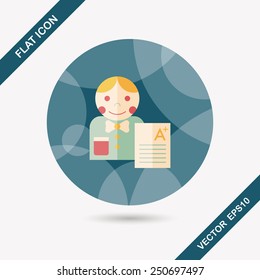A plus grade in the notebook,flat icon with long shadow,eps10