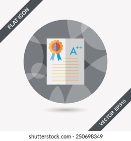 A plus grade in the notebook,flat icon with long shadow,eps10