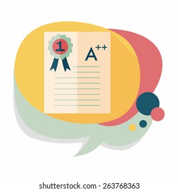 A plus grade in the notebook,flat icon with long shadow,eps10