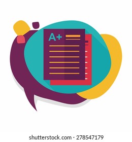 A plus grade in the notebook,flat icon with long shadow,eps10