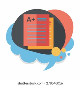 A plus grade in the notebook,flat icon with long shadow,eps10