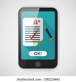 A plus grade in the notebook,flat icon with long shadow,eps10