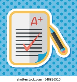 A plus grade in the notebook,flat icon with long shadow,eps10