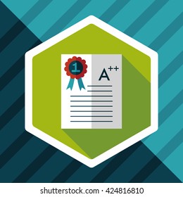 A plus grade in the notebook,flat icon with long shadow,eps10