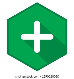  Plus green vector icon illustration