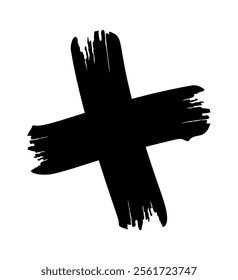 Plus hand-drawn sign cross brushstroke