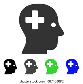 Plus Head flat vector pictograph. Colored plus head gray, black, blue, green icon versions. Flat icon style for web design.