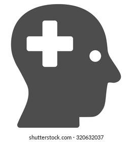 Plus Head vector icon. Style is flat symbol, gray color, rounded angles, white background.