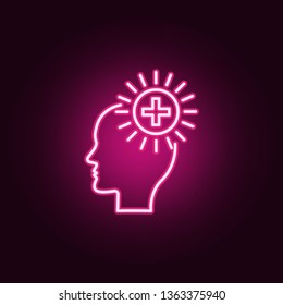 Plus, health, brain neon icon. Elements of Creative thinking set. Simple icon for websites, web design, mobile app, info graphics