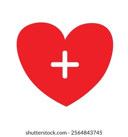 Plus Heart icon, isolated plue care hospital heart vector icon
