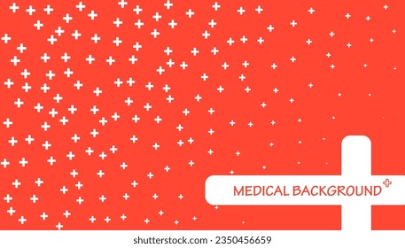 Plus hospital pattern. White plus sign on red background. Medical or pharmacy abstract background, mathematics backdro. Vector pattern with white crosses, math addition marks or symbols