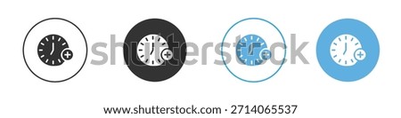 Plus hours icon. Graphic icon design template