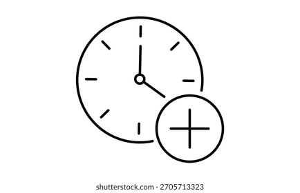 Plus hours icon isolated on transparent background. EPS 10