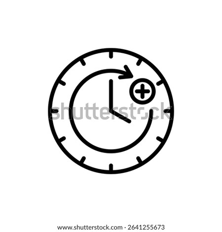 Plus hours icon outline set sign