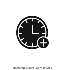 Plus hours icon Simple thin line flat symbol
