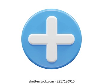 Plus icon 3d render vector