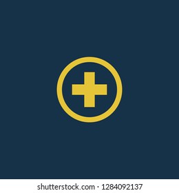 Plus icon, add symbol. Flat vector sign isolated on blue background. Simple vector illustration for graphic and web design.