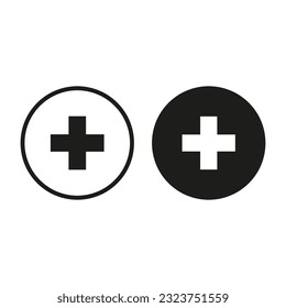 Plus Icon. Addition sign. Add icon. Medical Plus. Vector illustration. stock image.