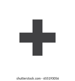 Plus icon in black on a white background. Vector illustration