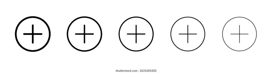 Plus icon in black. Vector illustration for graphic design