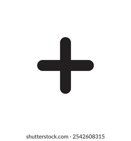 Signo de Vector blanco y negro del icono de Plus