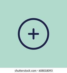 Plus icon in circle. Add vector