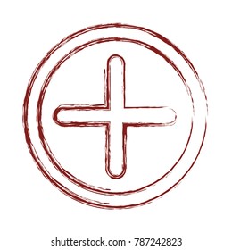 plus icon in circle in dark red blurred silhouette