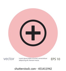 Plus icon in circle, web design element